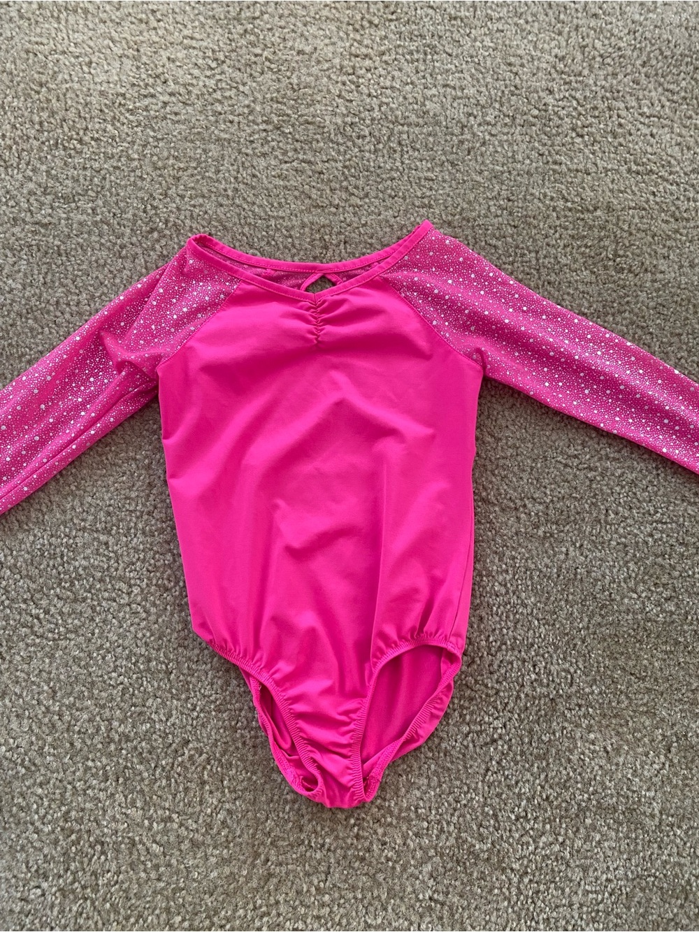 Danskin Girls Pink Sparkle Gymnastics Leotard Long Sleeve Size 7/8